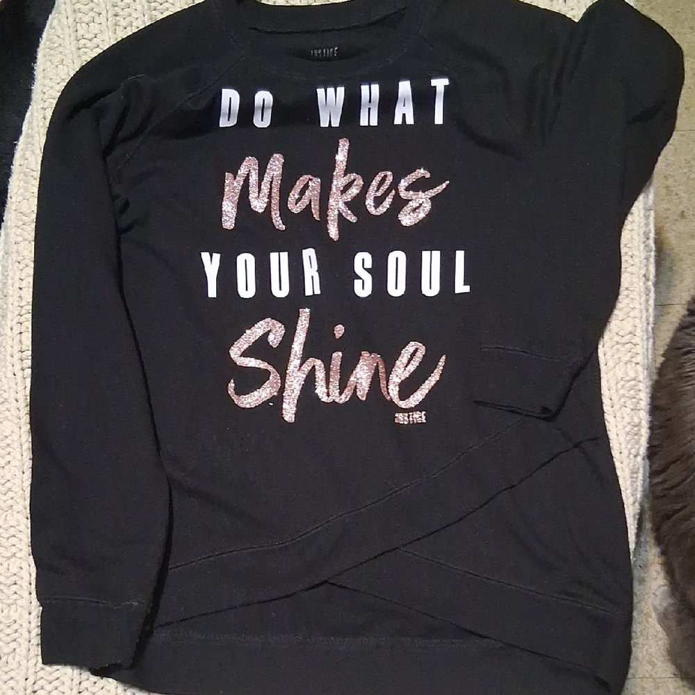 Justice Black and Pink Glitter Sweatshirt